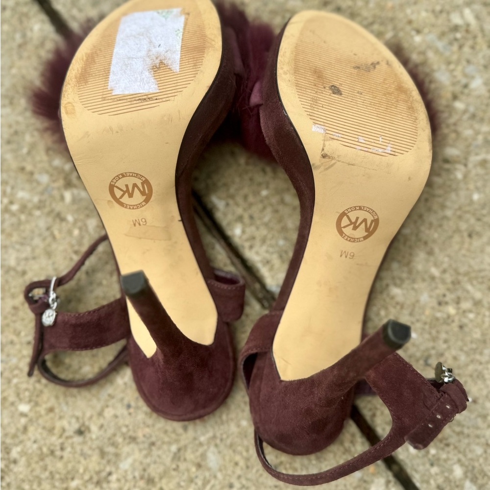 Michael Kors Burgundy Heels with Fluffy Detail - Picture 13 of 13